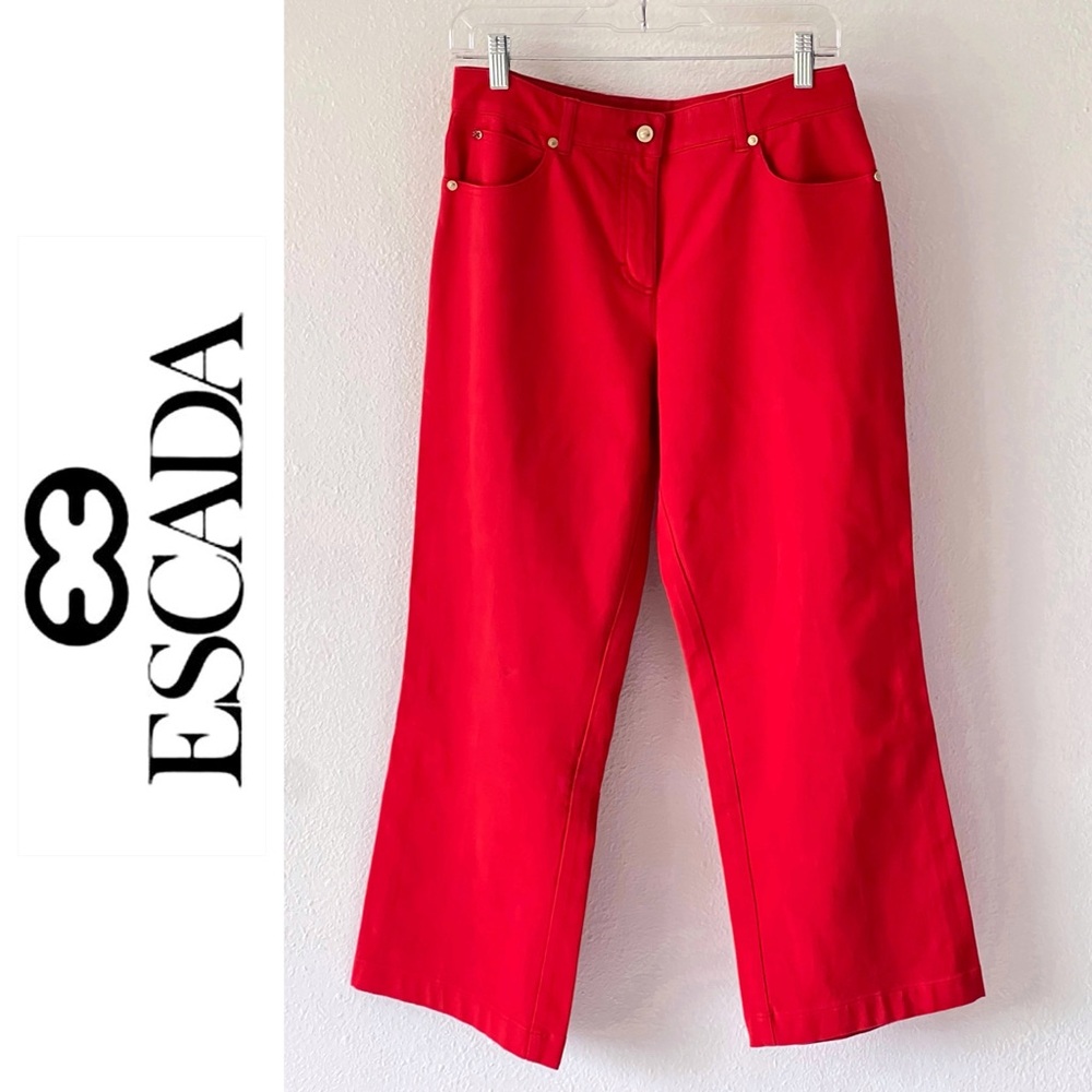 Escada Cherry Red Wide Leg Pants Size EU 38